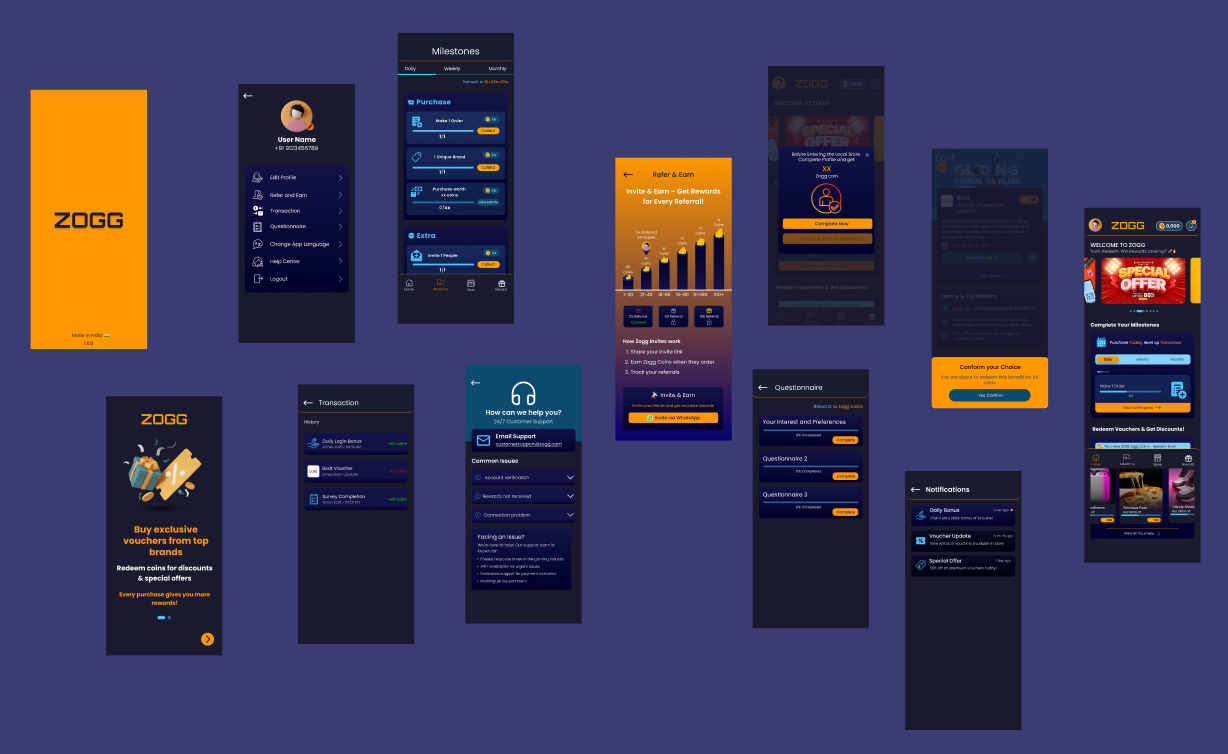 Zogg Mobile App UI